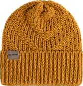 Knit Factory Sally Gebreide Muts Heren & Dames - Beanie hat - Oker - Grofgebreid - Warme gele Wintermuts - Unisex - One Size