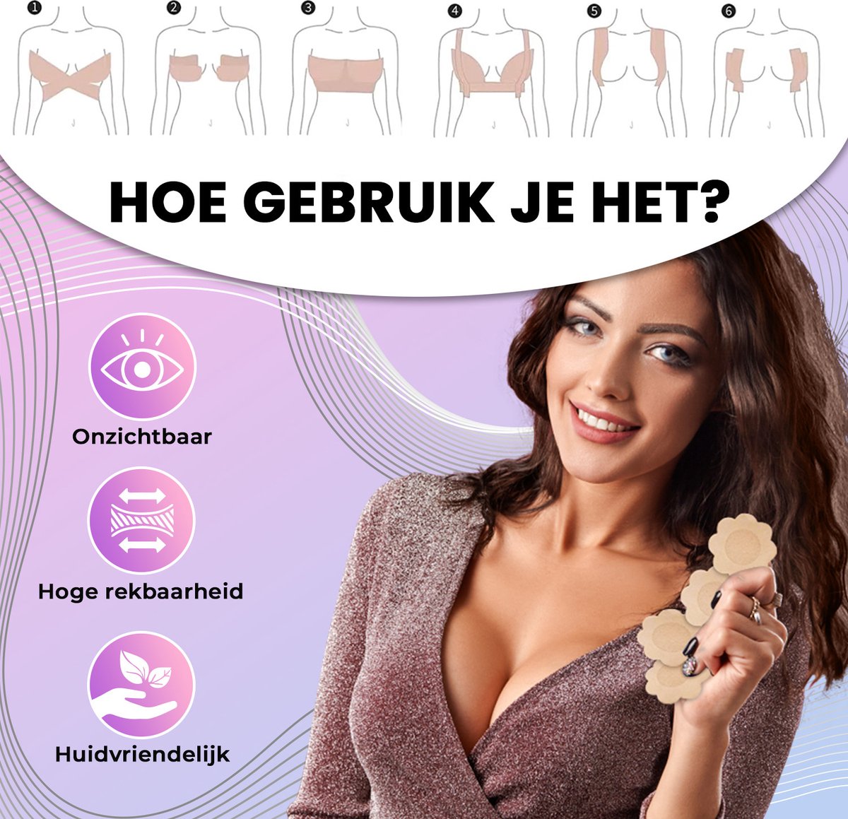 Strapless Boob Tape met Tepelcovers - Plak BH voor Push Up - Fashion Borst  Tape 