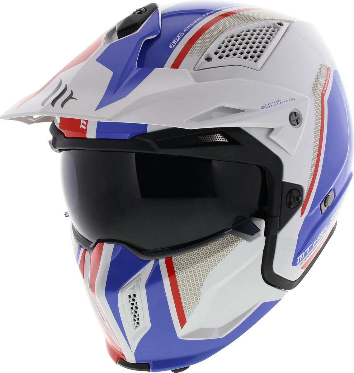 MT Streetfighter SV Twin helm Glans Wit Blauw Rood