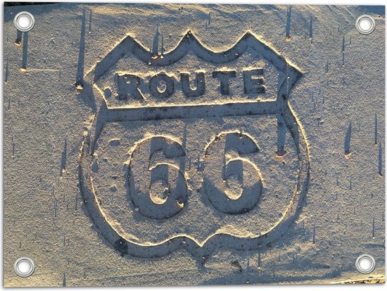 WallClassics - Tuinposter – Route 66 Steen - 40x30 cm Foto op Tuinposter  (wanddecoratie voor buiten en binnen)