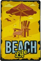 Wandbord - Beach life - Metalen wandbord - Mancave - Mancave decoratie - Tiki - Metalen borden - Metal sign - Bar decoratie - Tekst bord - Wandborden – Bar - Wand Decoratie - Metalen bord - UV best