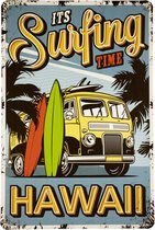 Wandbord - Surfing time Hawaii - Metalen wandbord - Mancave - Mancave decoratie - Tiki - Metalen borden - Metal sign - Bar decoratie - Tekst bord - Wandborden – Bar - Wand Decoratie - Metalen bord