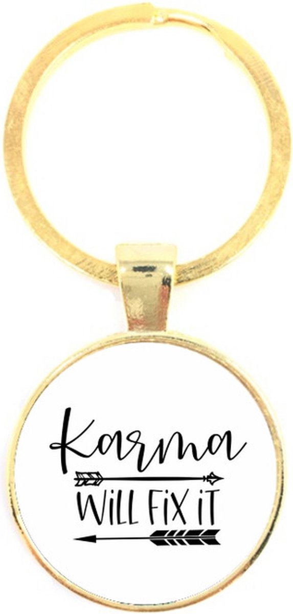 Sleutelhanger Glas - Karma Will Fix It