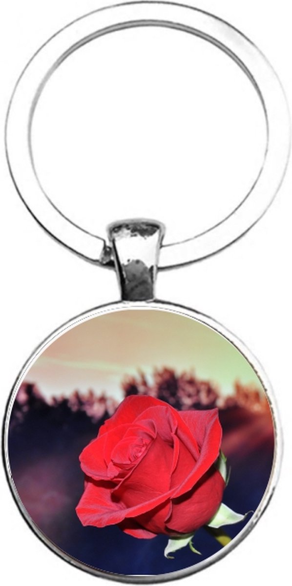 Sleutelhanger Glas - Roos