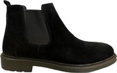 Chelsea Boots- Enkellaars- Heren schoenen- Mannen laarzen 542- Suède leer- Zwart- Maat 41