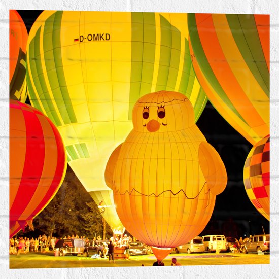 WallClassics - Muursticker - Gekleurde en Verlichte Ballonnen - 50x50 cm Foto op Muursticker