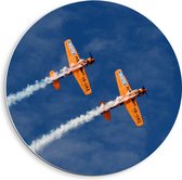 WallClassics - PVC Schuimplaat Muurcirkel - Duo Zweefvliegtuigen - 40x40 cm Foto op Muurcirkel (met ophangsysteem)