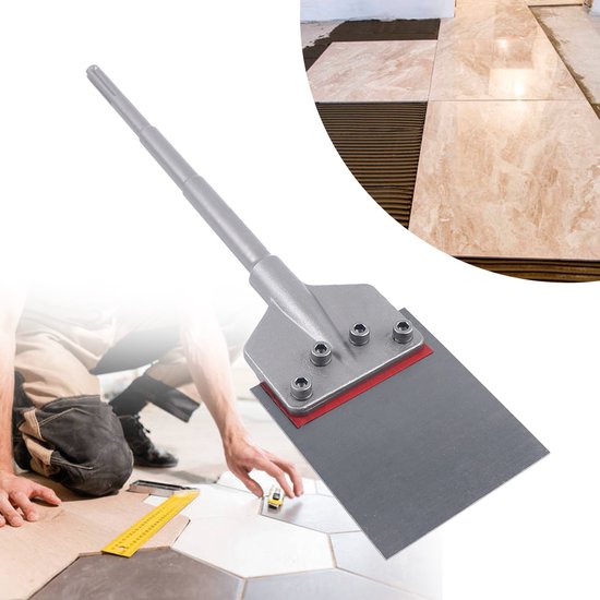 CSOOM 100 mm SDS-Plus spatelbeitel inclusief 125 mm reservemes, schroeven en een gratis paar antislip handschoenen - vloerschraper voor het verwijderen van vloerlijm