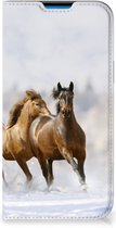 Wallet Book Case Geschikt voor iPhone 14 Pro Max Smart Cover Hoesje Paarden