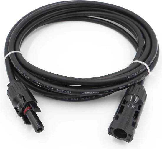 Produktbild von 6 Mm² Solarkabel Mit Stecker & Buchse – PV Kabel Schwarz, T4 Kompatibel, UV-beständig