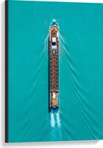 WallClassics - Canvas  - Bovenaanzicht van Groot Vrachtschip - 60x90 cm Foto op Canvas Schilderij (Wanddecoratie op Canvas)