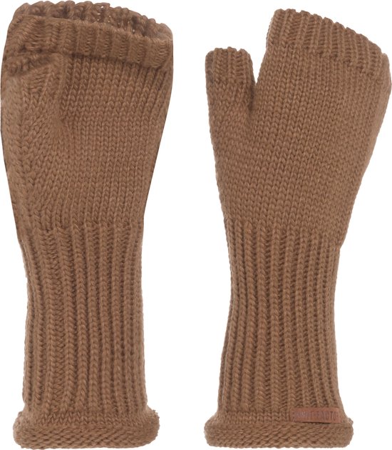 Knit Factory Cleo Gebreide Dames Vingerloze Handschoenen - Handschoenen voor in de herfst & winter - Bruine handschoenen - Polswarmers - Nude - One Size