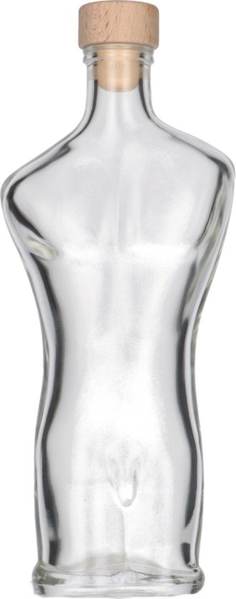 Glazen Fles 'Silhouet Man' - 200 ml - Decoratieve Flessen, Glazen Flesjes Met Dop - Vorm: Silhouet Man Glas - Transparante Fles - Glas - 1 Stuk