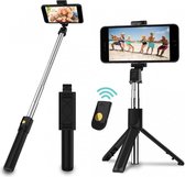 Selfie Stick Universel - Extensible - Avec Télécommande - Trépied Selfie Stick Sans Fil 3 en 1 - Zwart