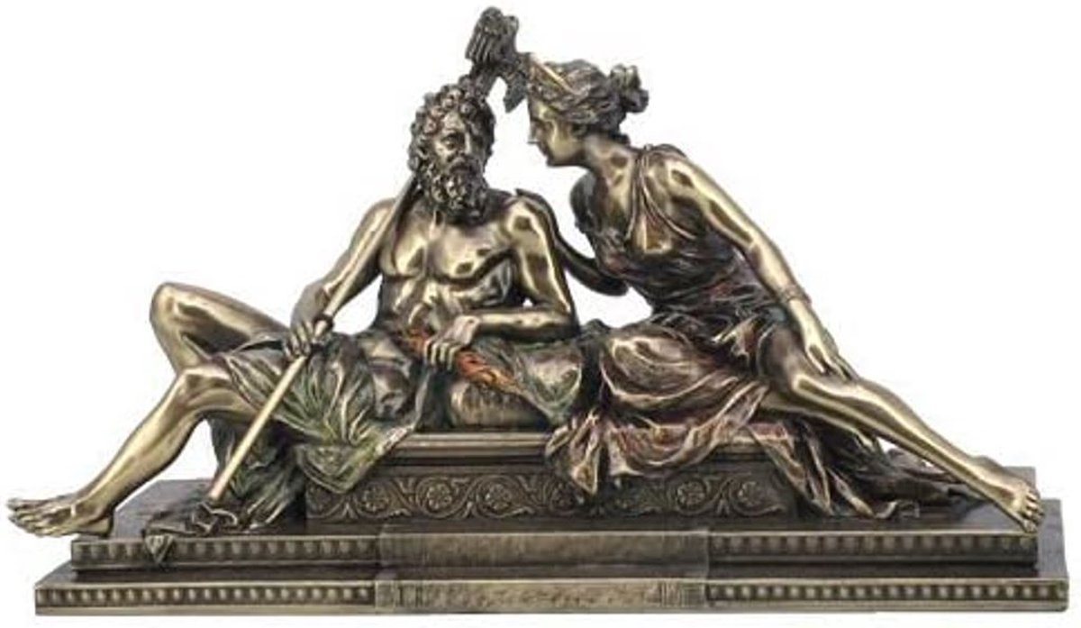 Zeus en Hera Samen Zittend Gebronsd Beeld - Griekse Mythologie beeld