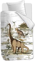 Beddinghouse Kids Dinosaurs dekbedovertrek - Eenpersoons - 100x135 - Naturel