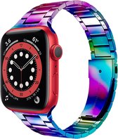 By Qubix compatible Apple Watch bandje staal - 42mm - 44mm - 45mm - 49mm - RVS metaal schakelband - Multicolor