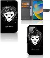 Bookstyle Case iPhone 14 Pro Telefoonhoesje met Tekst Skull Hair