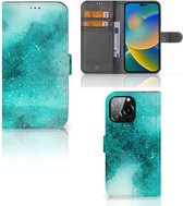 GSM Hoesje iPhone 14 Pro Max Fotohoesje Painting Blue