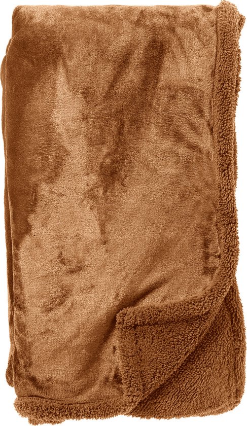 Dutch Decor - STANLEY - Plaid 150x200 cm - fleece deken met teddy en fleece - Tobacco Brown - bruin