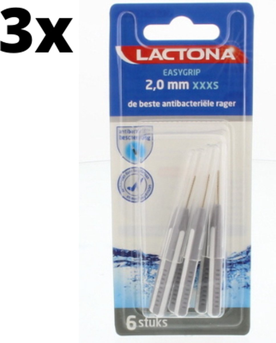 Goedkoopste Lactona Ragers EasyGrip Recht XXXS 2mm Grijs - 3 x 6 stuks - Voordeelverpakking