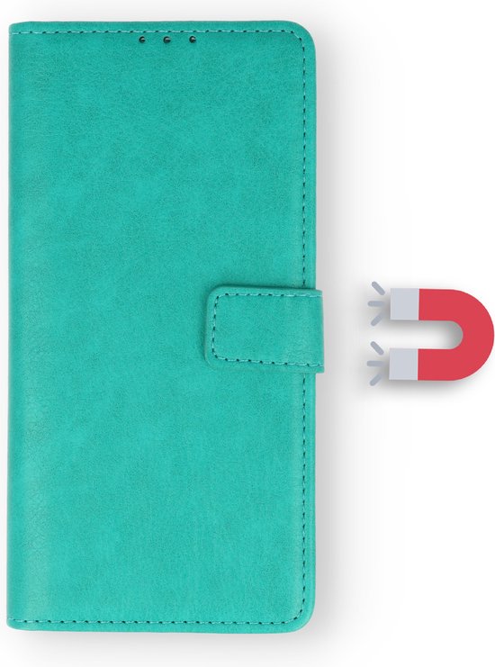 Apple iPhone 14 Pro Max Case Turquoise & Verres Screen Protector - Wallet Book Case - Porte-cartes & Languette magnétique