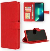 Casemania Hoesje Geschikt voor Apple iPhone 14 Pro Rood - Portemonnee Book Case - Kaarthouder & Magneetlipje