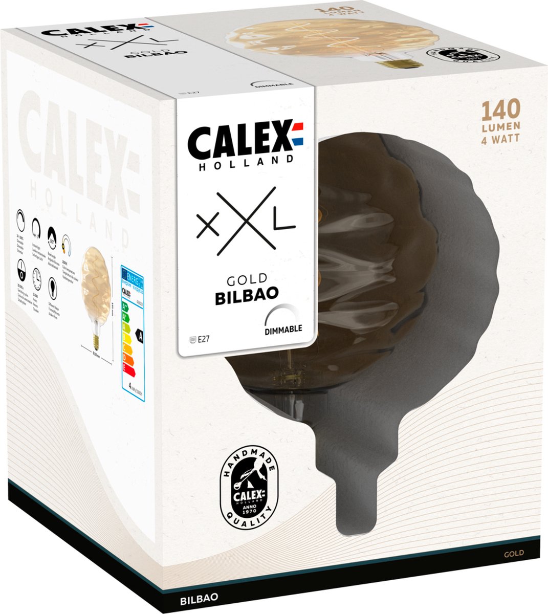 Calex Calex Bilbao Ampoule LED Ø150 - E27 - 140 Lumen - Or - Lampe Vintage