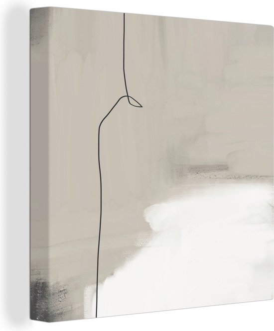 Canvas Schilderij Abstract - Taupe - Lijn - Design - 50x50 cm - Wanddecoratie