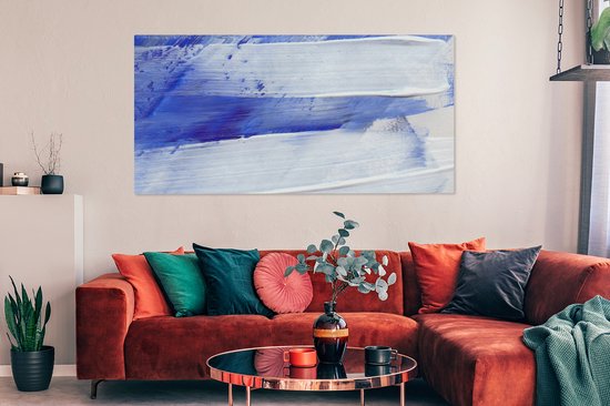 Peinture sur toile - Design - Blauw - 160x80 cm - Décoration murale