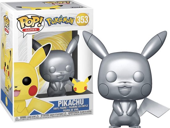 Pop Pokemon Pikachu Silver Metallic Vinyl Figure