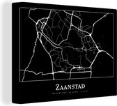 Canvas Schilderij Plattegrond - Kaart - Zaanstad - Stadskaart - 80x60 cm - Wanddecoratie