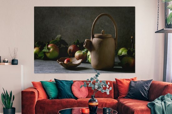 Toile Peinture Théière - Thee - Nature Morte - 150x100 cm - Décoration murale