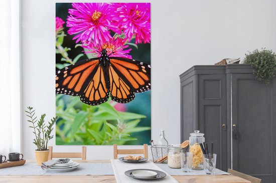 Tableau sur toile Papillon - Botanique - Fleurs - 120x180 cm - Décoration murale XXL