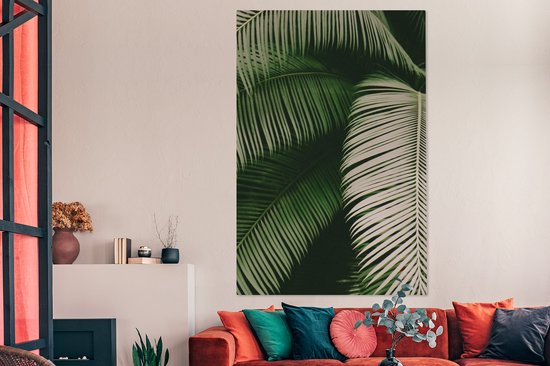 Tableau sur toile Feuilles de palmier - Été - Tropical - 120x180 cm - Décoration murale XXL
