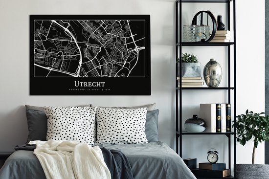 Peinture sur Toile Carte - Plan de la Ville - Utrecht - Carte - 140x90 cm - Décoration murale