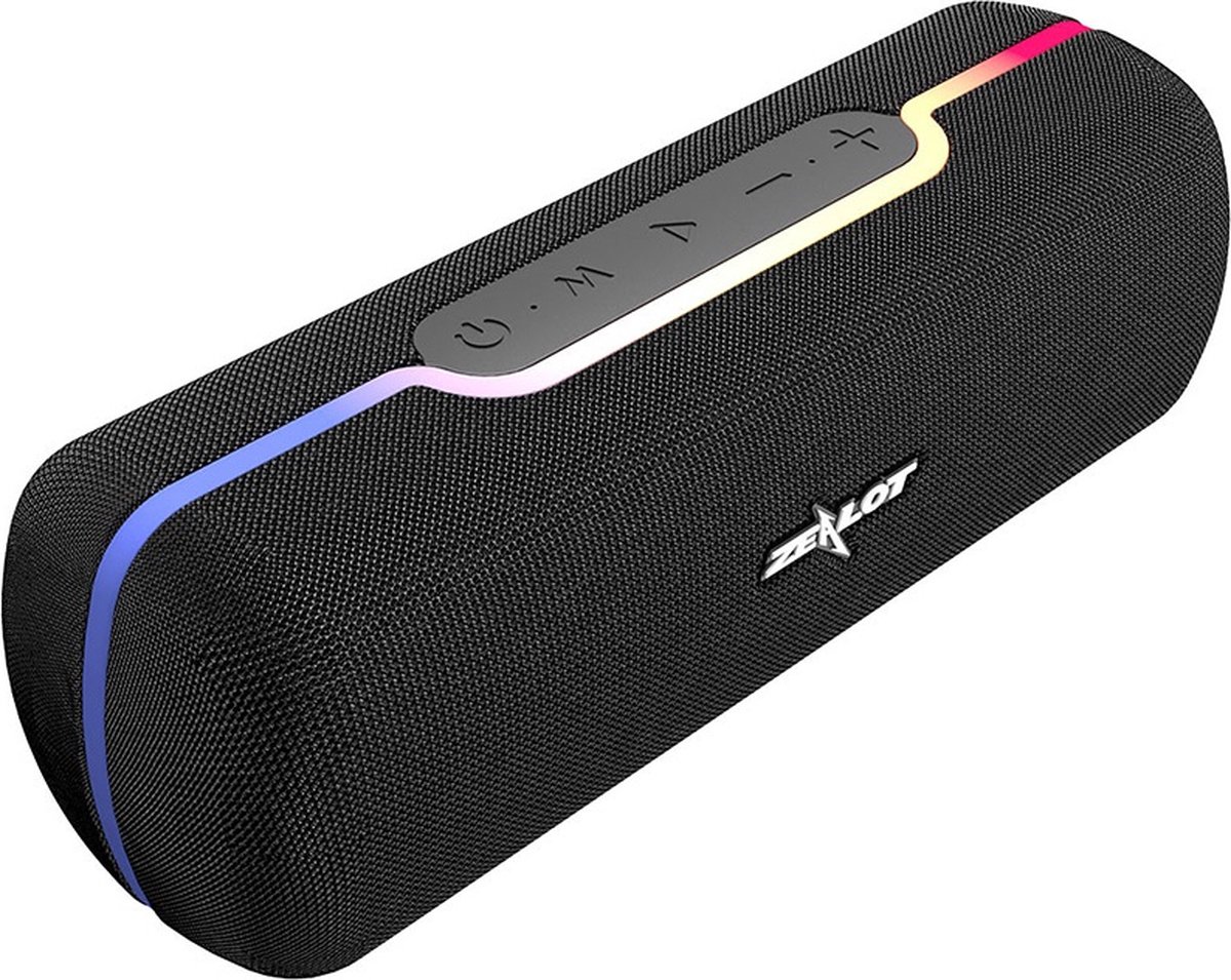 Bluetooth Speaker – Speaker Draadloos met Radio– IPX5 Waterdicht – Draadloze Spreker – Bluetooth 5.0 – Speaker met Lichteffecten – Zwart