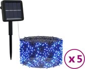 vidaXL - 5 - st - Lichtslinger - met - 200 - LED's - solar - binnen/buiten - blauw