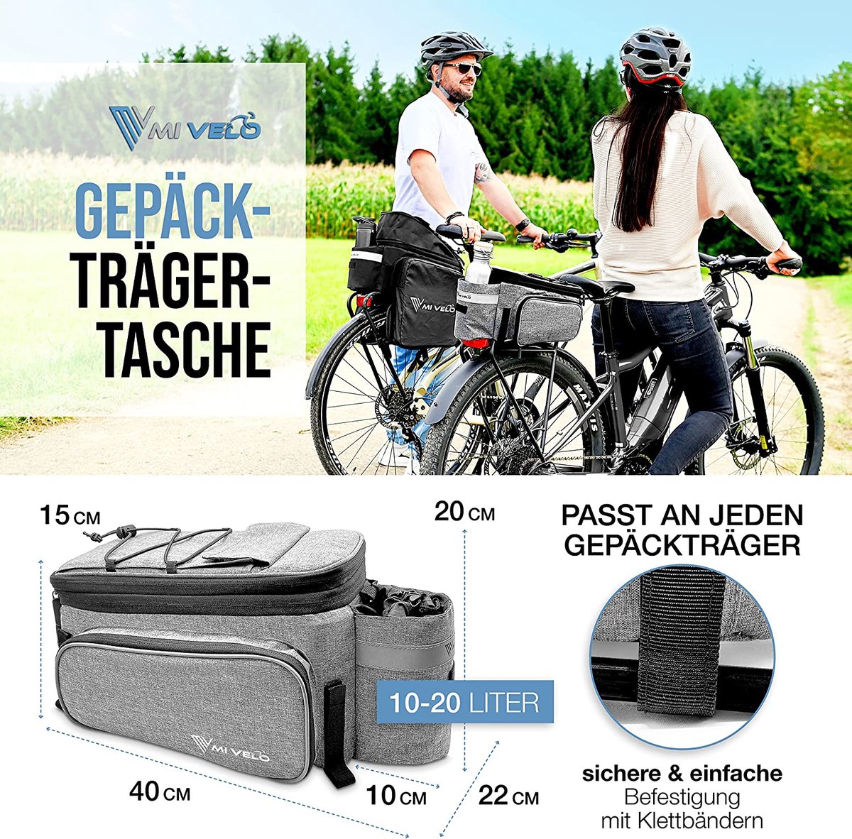 Mivelo 3-in-1 Waterdichte Fietstas met Quick-Connect Systeem