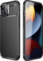 Mobigear Hoesje geschikt voor Apple iPhone 14 Pro Telefoonhoesje Flexibel TPU | Mobigear Racing Backcover | iPhone 14 Pro Case | Back Cover - Zwart