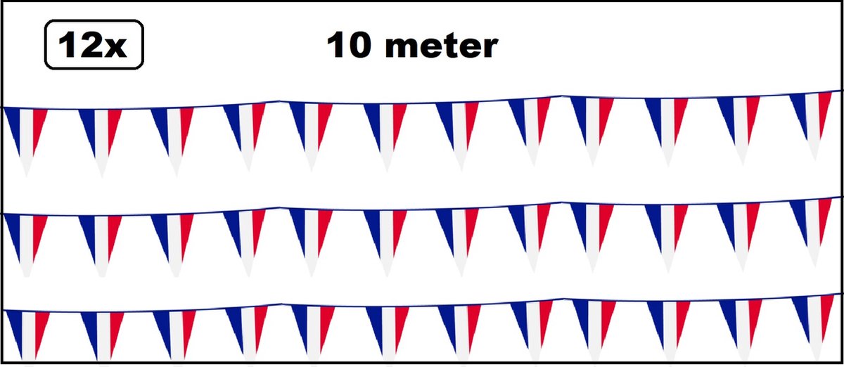 12x Vlaggenlijn Frankrijk 10 meter - France vlaglijn thema feest festival WK voetbal EK sport national landen