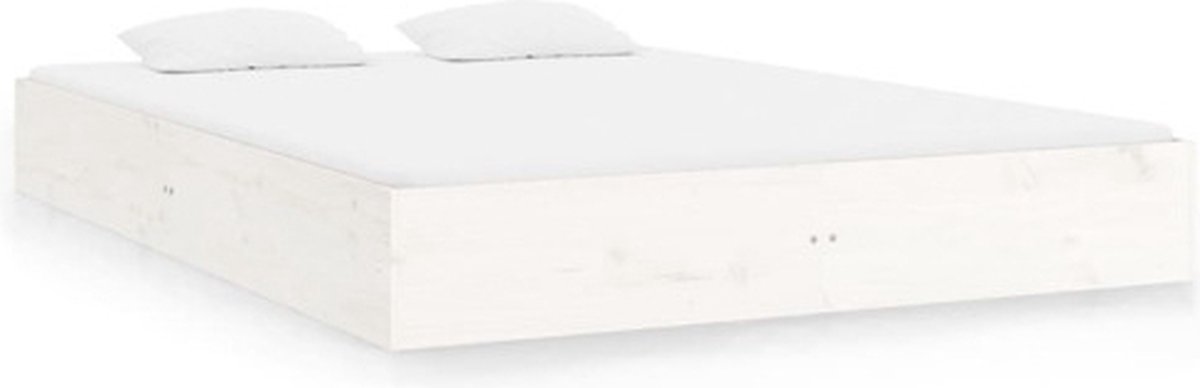 vidaXL - Bedframe - massief - hout - wit - 120x200 - cm