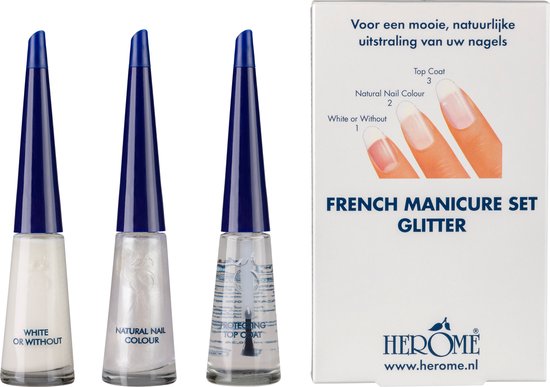 Herome French Manicure Set Glitter - Complete Set in 3 stappen een French  Manicure -... | bol.com