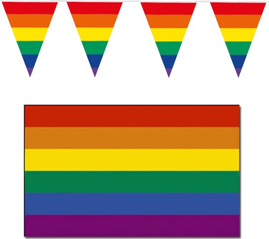 thumbnail: Set Van 2 Gay Pride Vlaggen - 90x150cm Regenboogvlag LGBTQ - Met Messing Ogen Voor Optochten En Feesten
