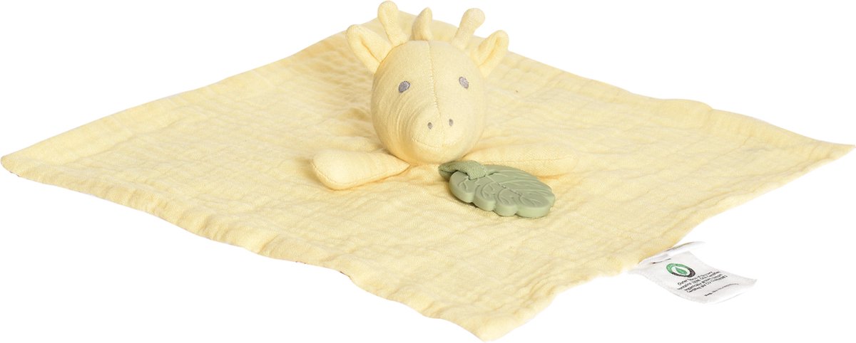 Doudou en coton bio & Anneau de dentition en bois