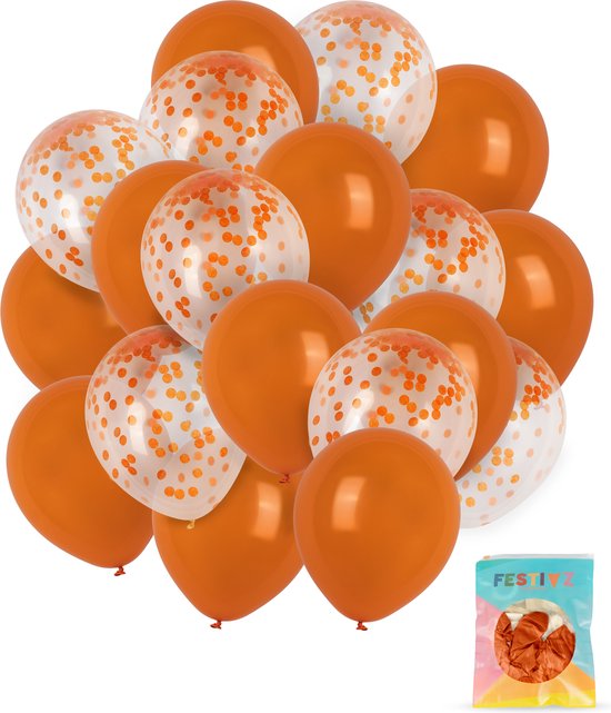 Festivz 40 stuks Oranje Ballonnen – Decoratie – Feestversiering - Papieren Confetti – Orange - Orange Latex - Verjaardag - Nederlands Elftal - Feest - WK2022 - Koningsdag - Kings day