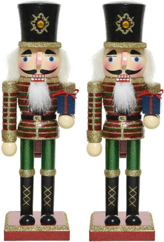 Amosfun Kerst Notenkraker Ornamenten Houten Notenkraker Soldaten Gouden