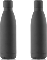 2x Stuks Rvs waterfles/drinkfles zwart met schroefdop 790 ml - Sportfles - Bidon