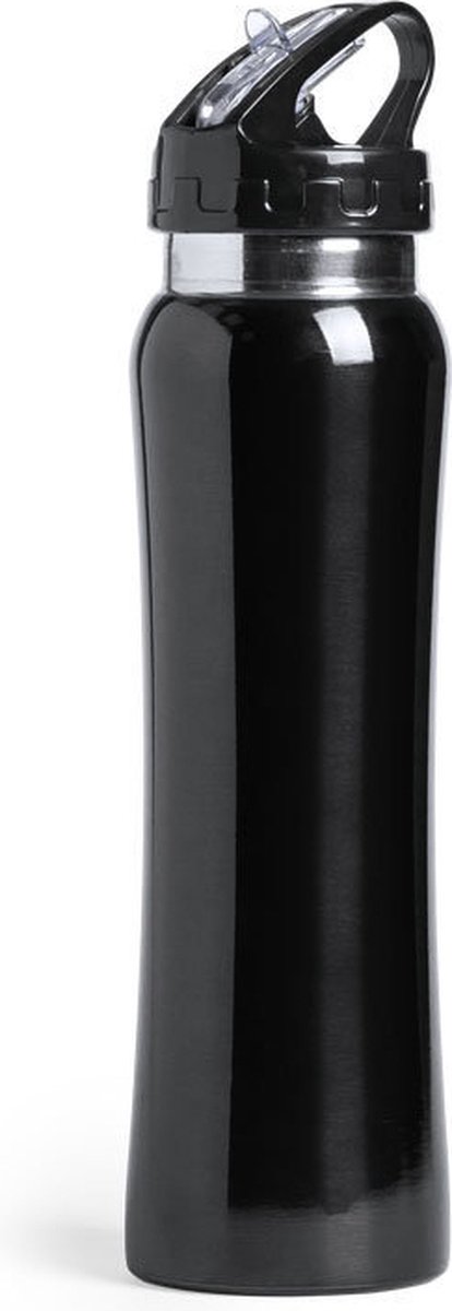 Luxe Drinkfles/waterfles 800 Ml Zwart Van Rvs - Drinkflessen