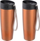 Set de 2x pièces tasses en acier inoxydable pour garder au chaud / garder au chaud en acier cuivré 380 ml - Tasse isolante / tasses thermos - Double paroi